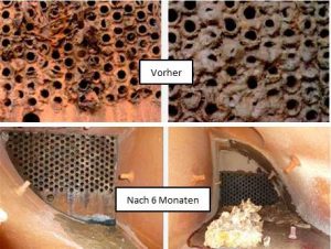 Surface in a tubulat heat exchanger before and after Surface in a tubulat heat exchanger